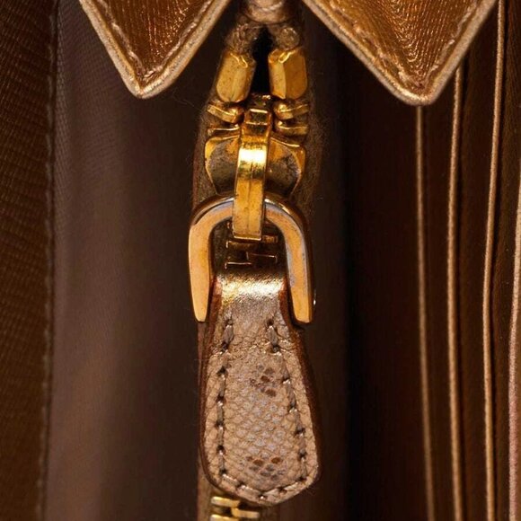 Prada Gold Metallic Leather Continental Wallet - Picture 5 of 8